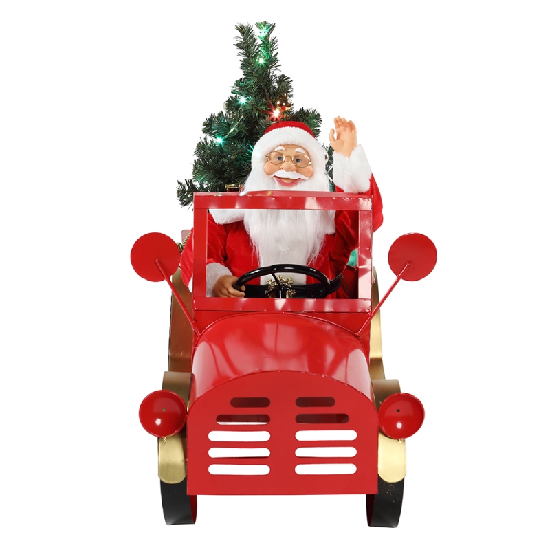 160cm musiikillinen animoitu santa claus istuu kuorma-autolla Joulukoristeet Collection Holiday Decoration Figurine verkkolaite