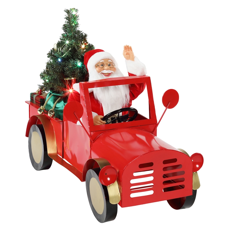 160cm musiikillinen animoitu santa claus istuu kuorma-autolla Joulukoristeet Collection Holiday Decoration Figurine verkkolaite