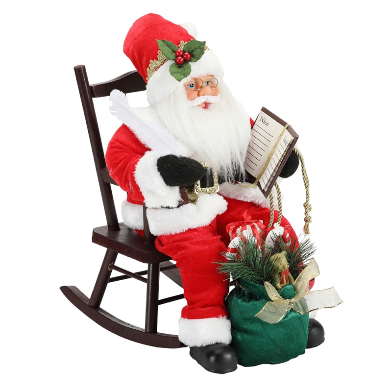 45cm Santa Claus istuu tuolin kirjoittaminen ja lukeminen Kirjan koristelu Figurine Collection Fabric Holiday Festival Custom tuote