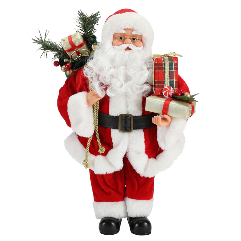 42cm joulu Standing Santa Claus Ornament Decoration Figurine Collection Fabric Holiday Festival Xmas Pehmo Custom kohde