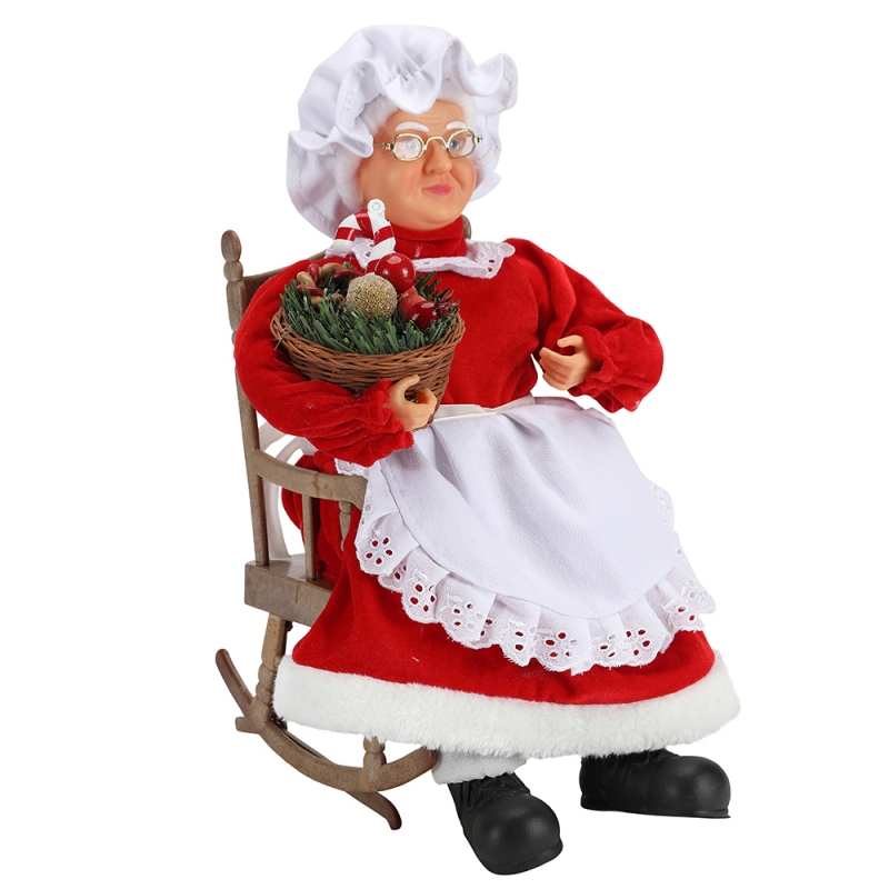 45cm animoitu santanaiset istuvat tuolilla sähkömusiikki liikkuvan joulukoristeen Figurine Doll kangas Holiday Festival