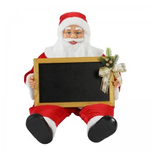 60/80cm Joulu istuu Santa Claus kanssa Blackboad Holiday Musical Ornament Decoration Figurine Collection Traditional Xmas