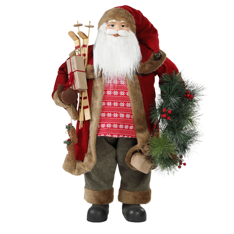 30 ~ 110cm Christmas seisoo Joulupukki, jolla on seppele ornamentti koristelu perinteinen figurine-kokoelma Xmas sarja