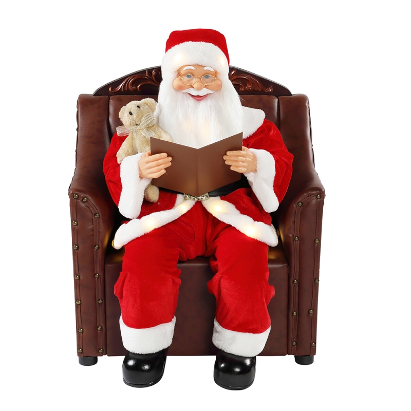 80cm sohva Santa Claus, jossa valaistus musiikillinen ornamentti joulukoristeita lomamökki perinteinen Xmas