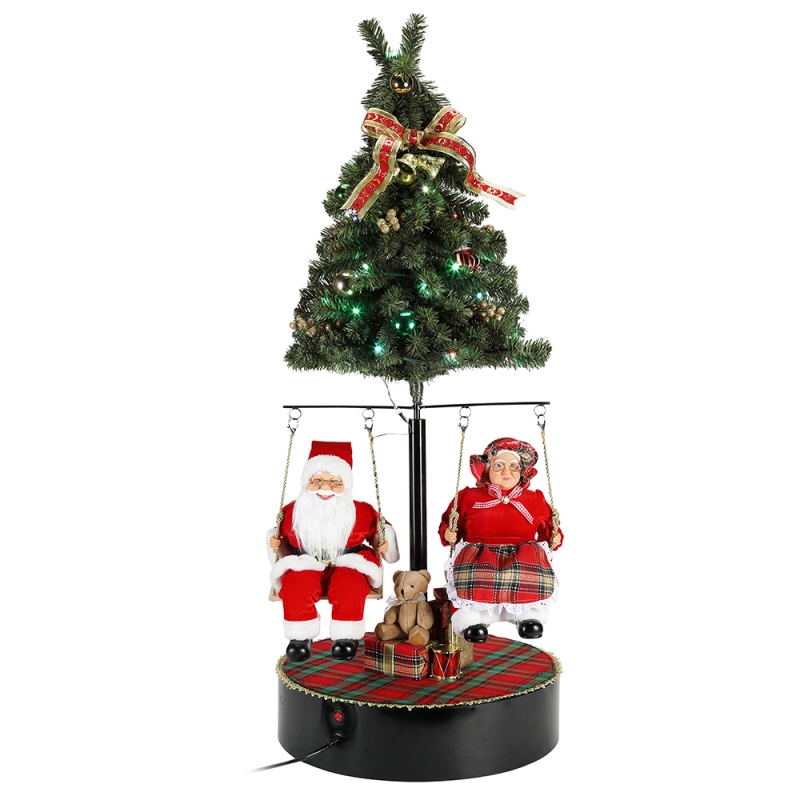 120cm Joulu Kierrä puu Joulupukki Musical Ornament Decoration Festival Holiday Figurine Collection Perinteinen